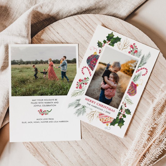 Cute Watercolor Christmas Photo Frame Holiday Card (Creator Uploaded)