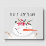 Cute Watercolor Christmas Snowman in Winter Guest Book<br><div class="desc">This adorable design features a unique watercolor-style snowman wearing a Christmassy garland,  as well as space for you to personalise the item using the mother's name. The perfect festive themed guest book for a winter baby shower!</div>