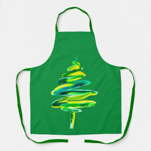 Cute watercolor Christmas trees Apron