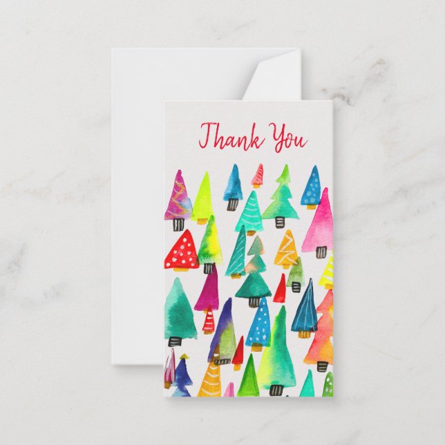 Cute watercolor Christmas trees Card (Front)