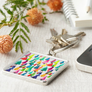 Cute watercolor Christmas trees Key Ring