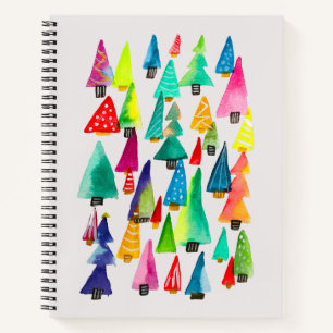Cute watercolor Christmas trees Notebook