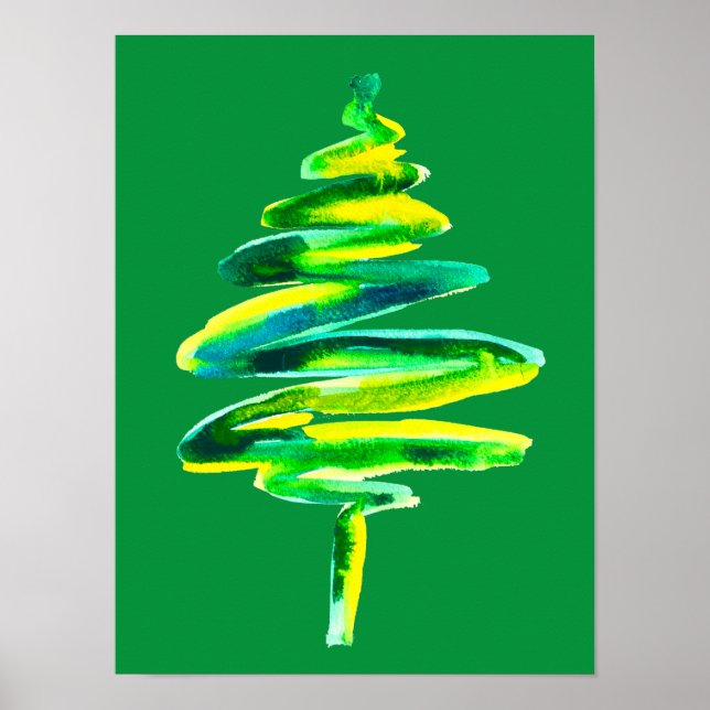 Cute watercolor Christmas trees Poster (Front)