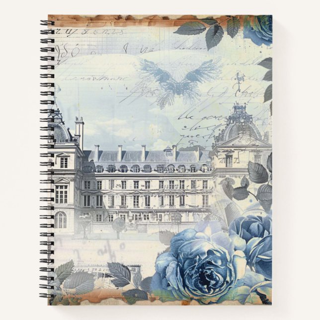 Cute watercolor city ​​square notebook (Front)