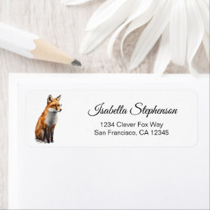 Cute Watercolor Clever Fox Return Address Return Address Label