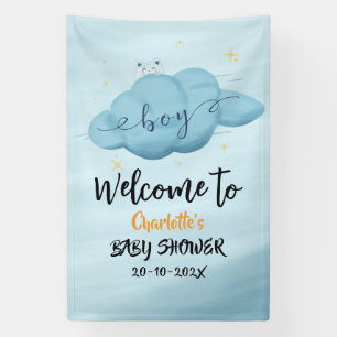 Cute Watercolor Cloud Baby Boy Shower Banner