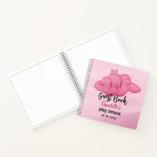 Cute Watercolor Cloud Baby Girl Shower Guest Book