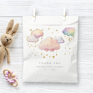 Cute Watercolor Cloud Star Baby Girl Shower Favour Bag