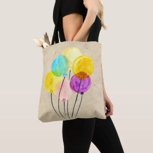Cute watercolor colourful balloons tote bag