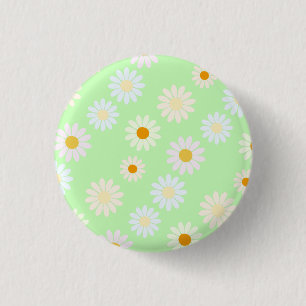 Cute watercolor colourful Daisy Pattern Green 3 Cm Round Badge