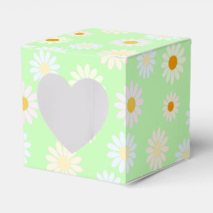 Cute watercolor colourful Daisy Pattern Green Favour Box