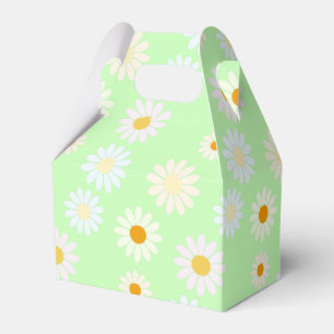 Cute watercolor colourful Daisy Pattern Green Favour Box