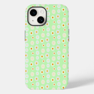 Cute watercolor colourful Daisy Pattern Green iPhone 14 Case