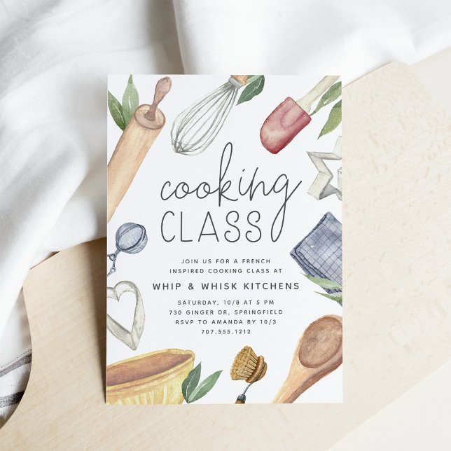 Cute Watercolor Cooking Class Invitation (Creator Uploaded)