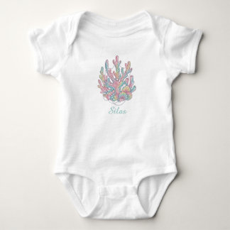 Cute Watercolor Coral Reef Personalised Baby Bodys Bodysuit