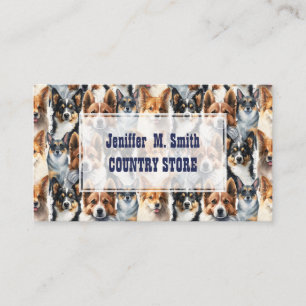 Cute Watercolor Corgi Dog Pattern Business Card