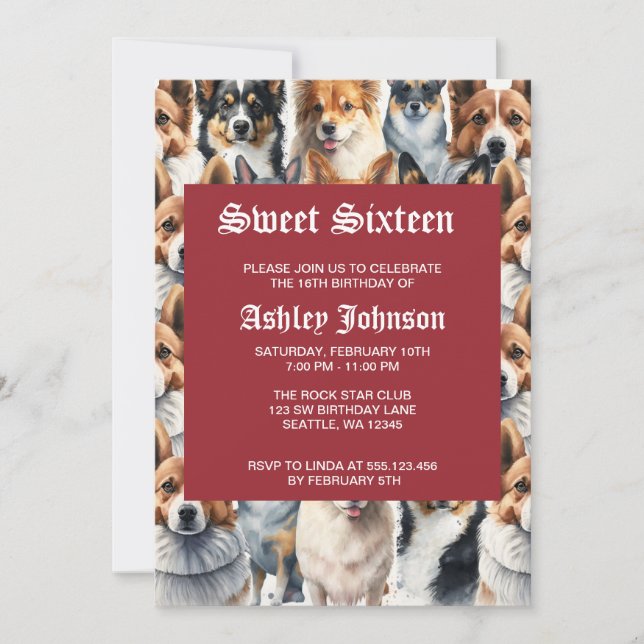 Cute Watercolor Corgi Dog Pattern                  Invitation (Front)