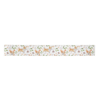 Cute Watercolor Corgi Dogs - Pet Animals Satin Ribbon