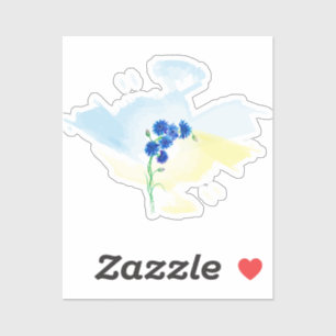 Cute watercolor cornflowers on blue and yellow bac