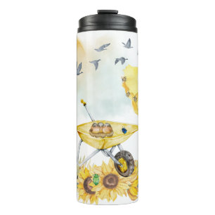 Cute Watercolor Cottagecore Yellow on white   Thermal Tumbler