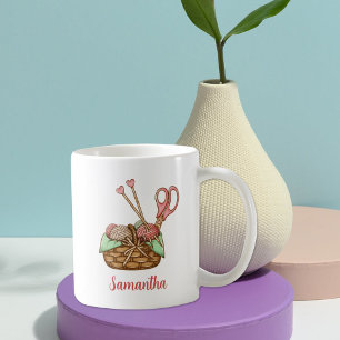 Cute Watercolor Crochet Custom Coffee Mug