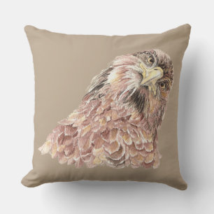 Cute Watercolor Curious Hawk Looking at you Bird Cushion
