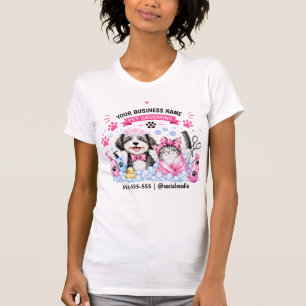 Cute Watercolor Custom Pet Grooming Business   T-Shirt