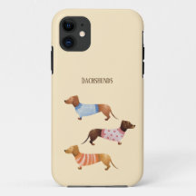 Cute watercolor dachshunds with text 