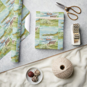 Cute Watercolor Dad and Son Wrapping Paper