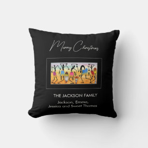 Cute, watercolor, Dancers, Black Cushion