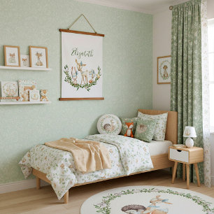 Cute watercolor deer baby   hanging tapestry