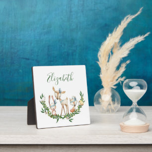 Cute watercolor deer baby plaque