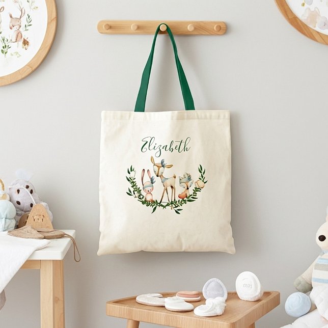 Cute watercolor deer baby  tote bag (Creator Uploaded)