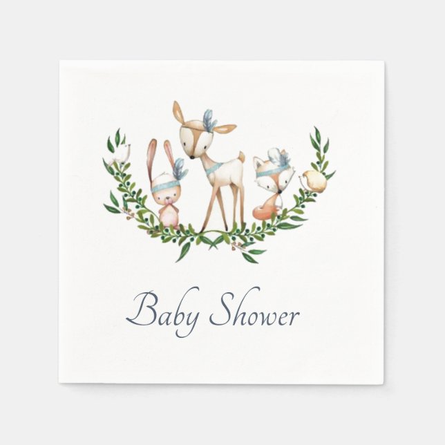 Cute watercolor deer  napkin (Front)