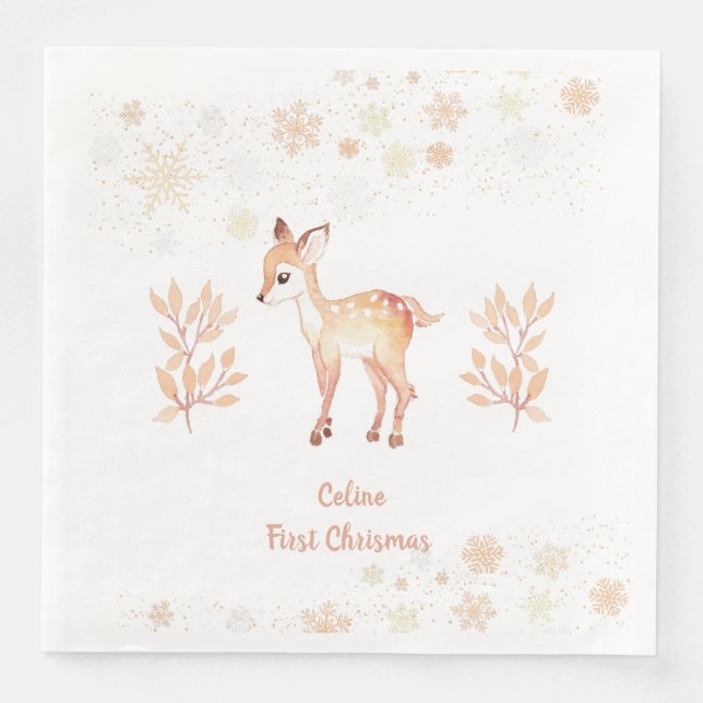 Cute watercolor deer  napkin (Front)