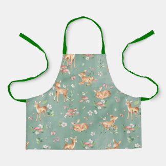 Cute Watercolor Deer Pattern Apron