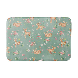 Cute Watercolor Deer Pattern Bath Mat