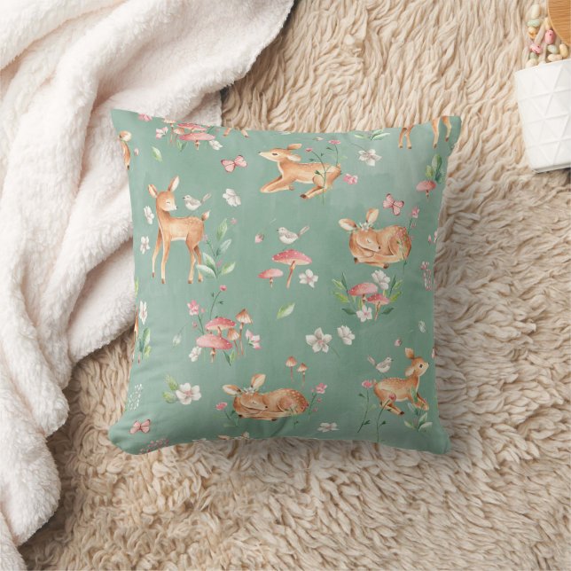 Cute Watercolor Deer Pattern Cushion (Blanket)