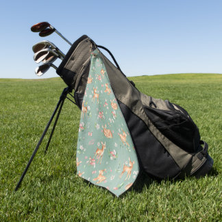Cute Watercolor Deer Pattern Golf Towel