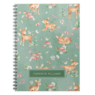 Cute Watercolor Deer Pattern Notebook