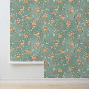 Cute Watercolor Deer Pattern Wallpaper