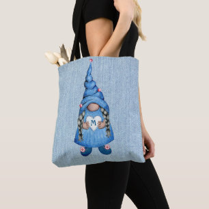 Cute Watercolor Denim Girl Tote Bag