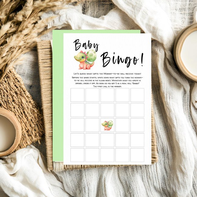 Cute Watercolor Dinosaur Baby Shower Bingo Game (Creator Uploaded)
