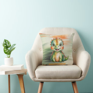 Cute Watercolor Dinosaur Baby Shower Cushion