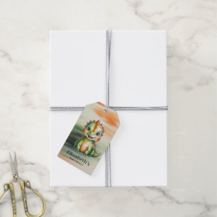 Cute Watercolor Dinosaur Baby Shower Thank You Gift Tags