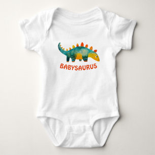 Cute Watercolor Dinosaur Babysaurus Baby Bodysuit