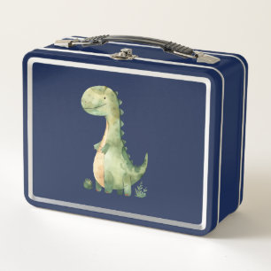 Cute Watercolor Dinosaur Metal Lunch Box