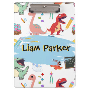 Cute Watercolor Dinosaur Personalised Kids Clipboard