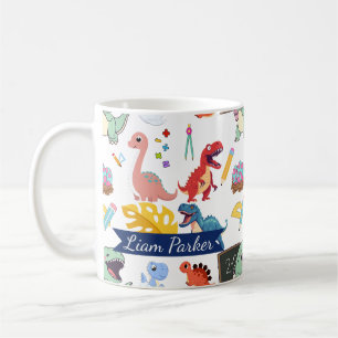 Cute Watercolor Dinosaur Personalised Kids Coffee Mug