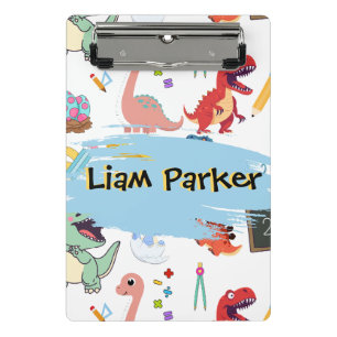 Cute Watercolor Dinosaur Personalised Kids Mini Clipboard